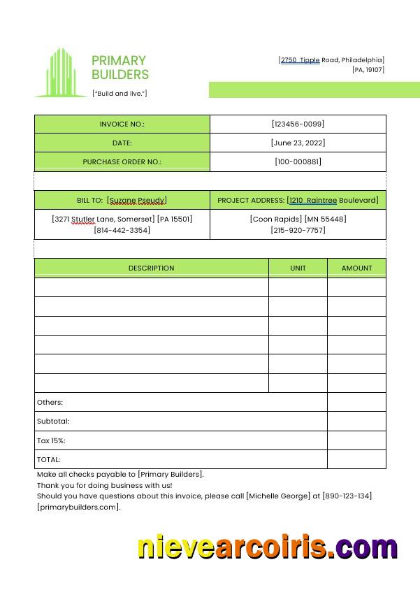 General Contractor Invoice